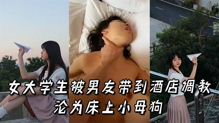 一名女大学生的朋友来到一家酒品店，地板上有一只小母狗。